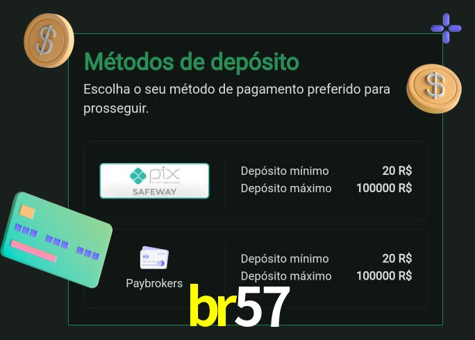 O cassino br57 oferece uma grande variedade de métodos de pagamento
